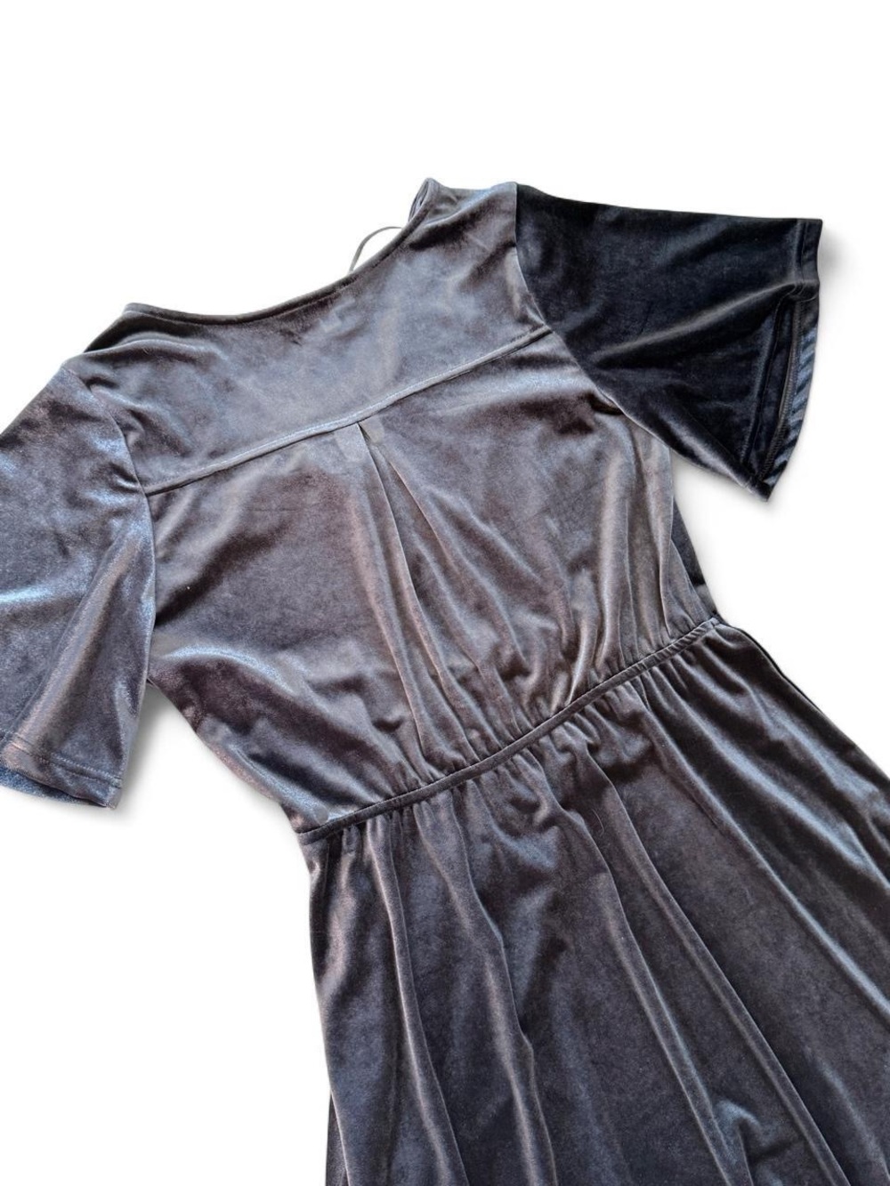 Crescent Navy Blue Velvet Midi Dress | Size Medium | Flowy - Picture 6 of 8